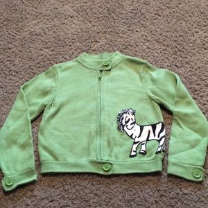 Vintage Gymboree Mid Zebra green giraffe button up front sweater Sz 6
